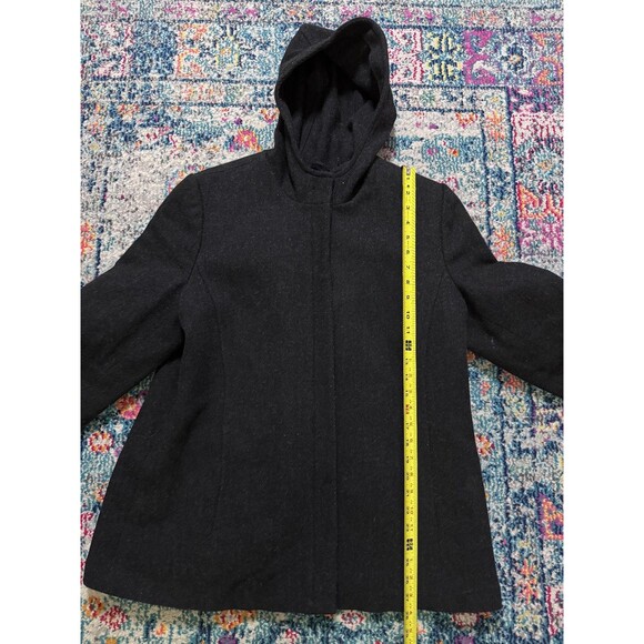 Vintage GAP Dark Gray Wool Blend Hooded Jacket Full Zip Women's XL Y2K - Picture 7 of 9